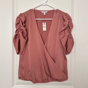 Express dusty rose surplice top NWT